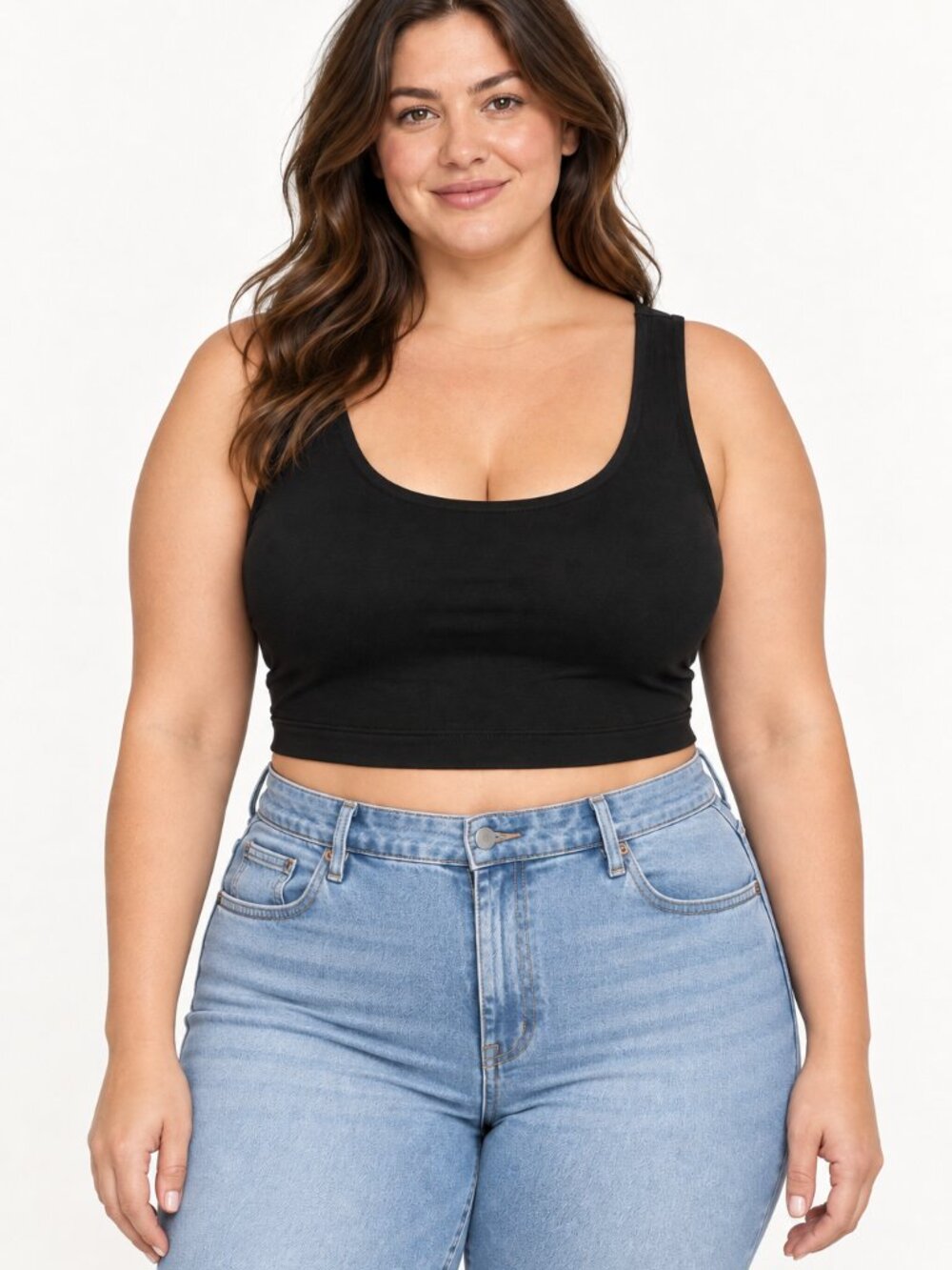 Auden Black Cotton Blend Lightly Lined Longline Bralette XXL NWT